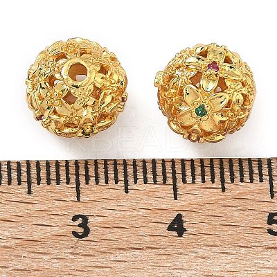 Brass Micro Pave Cubic Zirconia Beads KK-D224-12G-1