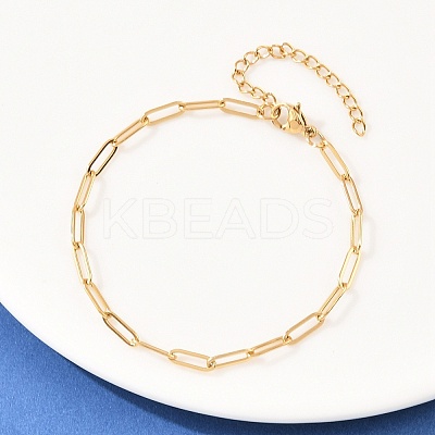 201 Stainless Steel Paperclip Chains Bracelets for Women LS-BJEW-G767-01E-G-1