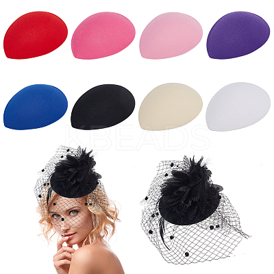 8Pcs 8 Colors Teardrop EVA Mini Hat Fascinator Base AJEW-NB0005-98-1