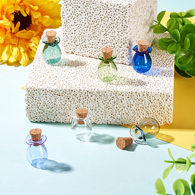 6Pcs 6 Colors Glass Bottles Ornament AJEW-TA0001-74-1