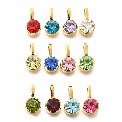 Ion Plating(IP) 304 Stainless Steel Micro Pave Rhinestonea Pendants STAS-K263-75B-G-1