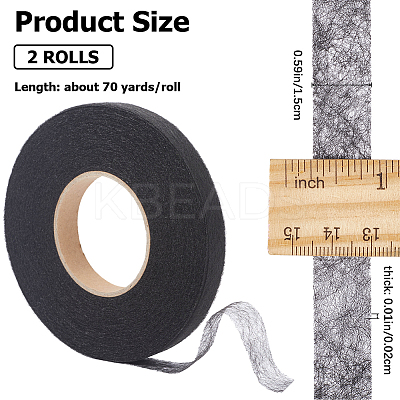 2 Rolls 2 Colors Non-woven Fabric Polyamide Double-sided Hot Melt Adhesive Film DIY-GF0009-34A-1