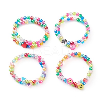 Transparent Acrylic Beaded Stretch Kids Bracelets BJEW-JB06316-1