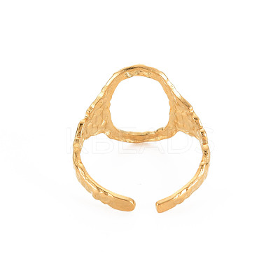 Ion Plating(IP) 304 Stainless Steel Open Oval Wide Cuff Ring for Women RJEW-S405-167G-1
