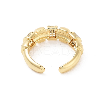 Brass Micro Pave Clear Cubic Zirconia Multi-layer Open Cuff Ring for Women LS-RJEW-Z055-01G-02-1