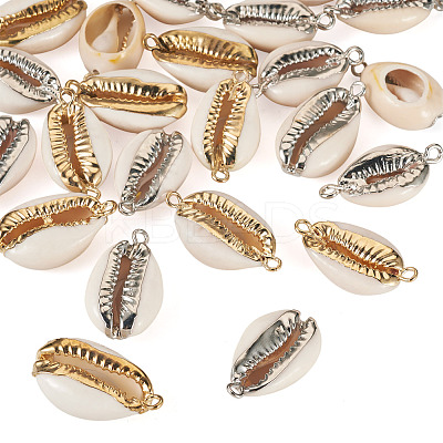 24Pcs 4 Styles Electroplate Cowrie Shell Link Connectors Charms and Pendants SHEL-TA0001-25-1