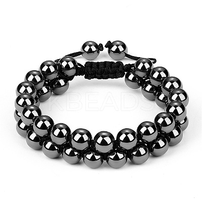 Synthetic Hematite Braided Bead Bracelet BJEW-SW00001-18-1