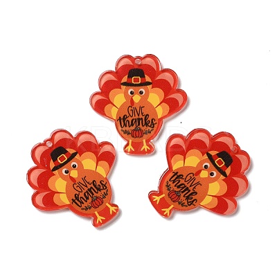 Thanksgiving Day Translucent Resin Pendants X-RESI-K019-10B-1