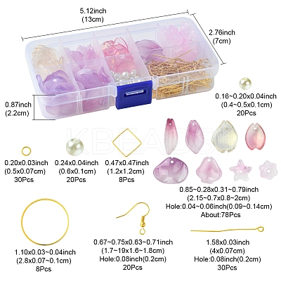 DIY Leaf & Flower Glass Earrings Jewelry Making Kits DIY-FS0007-06-1