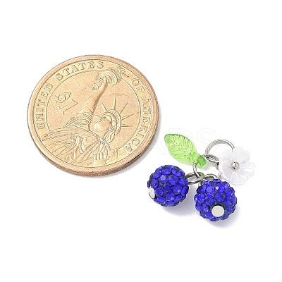 Handmade Polymer Clay Rhinestone Cherry Pendants PALLOY-JF03868-01-1