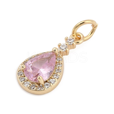 Brass Pave Cubic Zirconia Pendants KK-Q096-14D-G-1