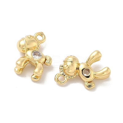 Brass Micro Pave Cubic Zirconia Charms KK-B166-15G-1