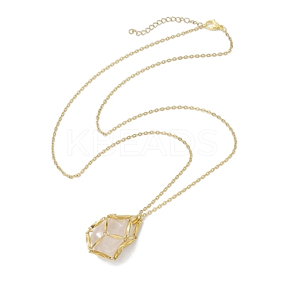 3 Pcs Crystal Stone Cage Pendant Necklaces NJEW-JN04751-02-1