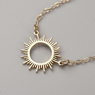 Brass Moon Sun Charm Couple Anklets Sets AJEW-WH0248-866-1