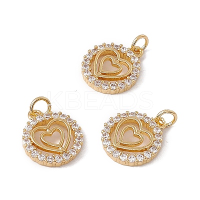 Brass Micro Pave Clear Cubic Zirconia Pendants KK-G439-21G-1