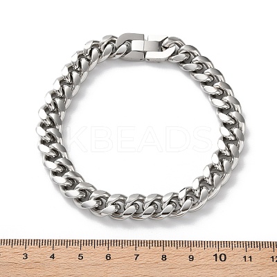 304 Stainless Steel Cuban Link Chain Bracelets for Men BJEW-Z081-01P-03-1
