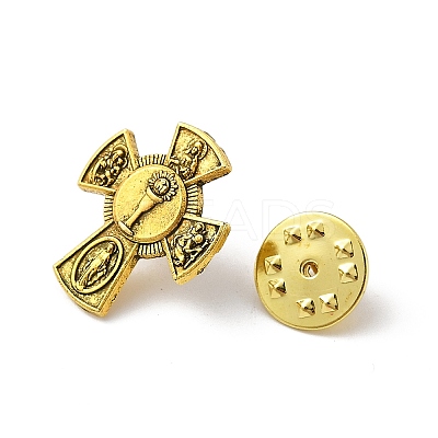 Cross Alloy Black Enamel Pins Brooches LS-JEWB-M049-01AG-02-1