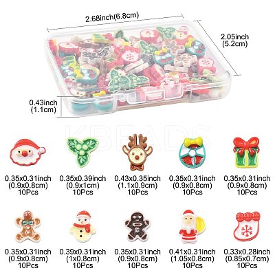 100Pcs 10 Styles Christmas Luminous Resin Cabochons RESI-FS0002-40-1