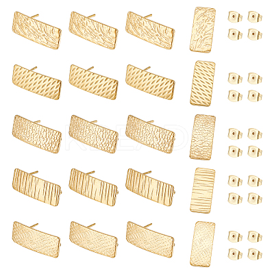 20Pcs 5 Style Ion Plating(IP) 304 Stainless Steel Stud Earring Finding STAS-UN0045-96-1