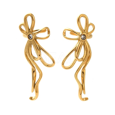 304 Stainless Steel Bowknot Cuff Earrings EJEW-C113-02G-1