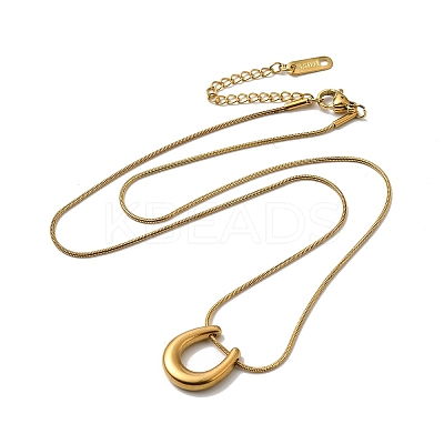 304 Stinless Steel Arch Pendant Necklaces with Round Snake Chains NJEW-H024-03G-1