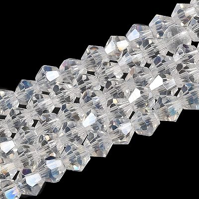 Transparent Electroplate Glass Beads Strands GLAA-F029-4mm-A13-1