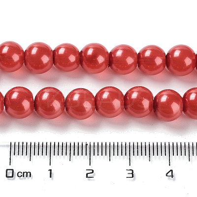 Baking Paint Pearlized Glass Pearl Round Bead Strands LS-HY-XCP0001-13C-1