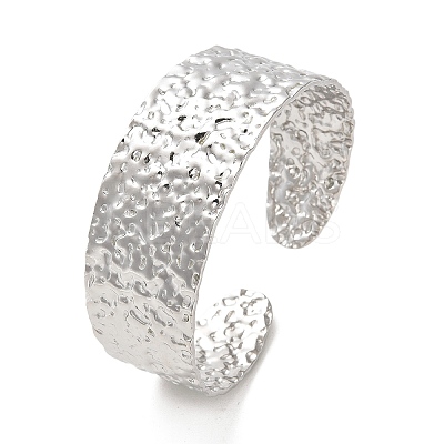 Non-Tarnish 304 Stainless Steel Textured Flat Cuff Bangles LS-BJEW-G694-04P-1