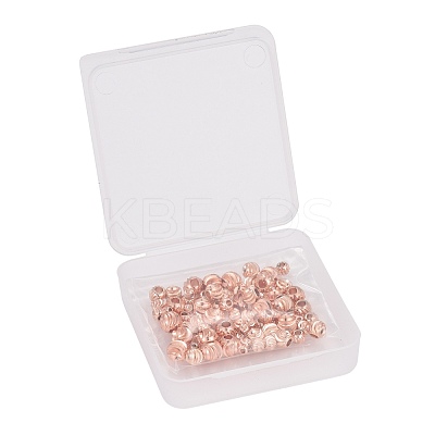 PVD Vacuum Plating Brass Corrugated Round Spacer Beads Set KK-LS0001-10C-RG-1