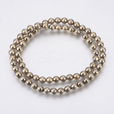 Electroplate Non-Magnetic Synthetic Hematite Beads Strands G-F585-D-6mm-1