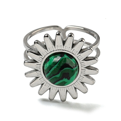 Sun 304 Stainless Steel Open Cuff Rings STAS-Z060-08P-02-1