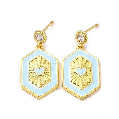 Brass Micro Pave Cubic Zirconia Stud Earrings EJEW-H091-07G-1