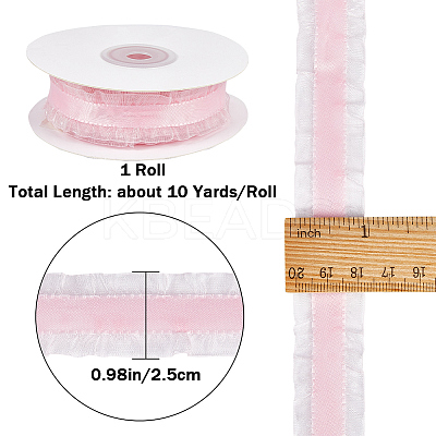 10 Yards Polyester Pleated Lace Trim OCOR-WH0080-93C-1