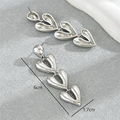 Vintage Retro Vacation Style Gold-plated Heart Tassel Stud Earrings for Women HM7059-2-1