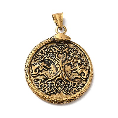 304 Stainless Steel Big Pendants STAS-D091-12AG-1