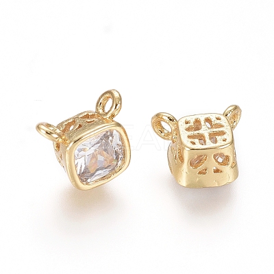 Brass Cubic Zirconia Charms ZIRC-D118-07G-1