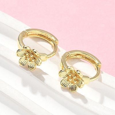 Flower Brass Hoop Earrings EJEW-Z102-02G-1