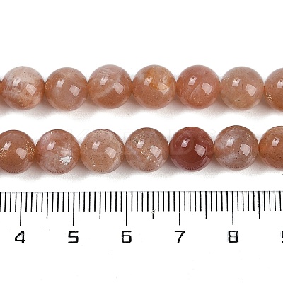 Natural Sunstone Round Bead Strands G-F266-11-8mm-01-1