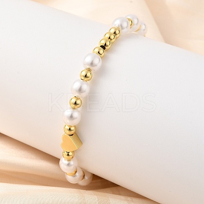 ABS Imitation Pearl Beads Braided Bead Bracelets for Women BJEW-D317-09B-G-1