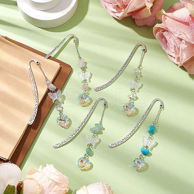 Tibetan Style Alloy Hook Bookmarks AJEW-JK00342-1