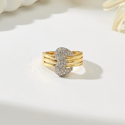 Brass Micro Pave Cubic Zirconia Finger Rings for Women IC2063-1