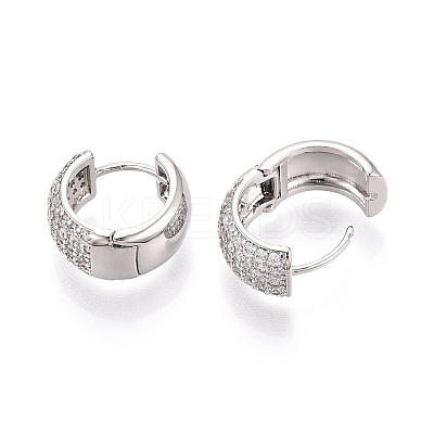 Brass Micro Pave Clear Cubic Zirconia Hoop Earrings EJEW-T048-48P-1