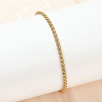 304 Stainless Steel Wheat Chain Bracelets for Unisex BJEW-K282-01B-G-1