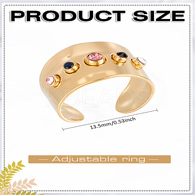 1Pc Stainless Steel Cuff Rings for Women RJEW-LP0002-33-1