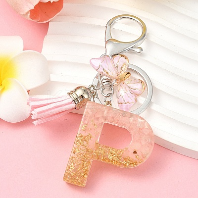 Resin & Acrylic & Faux Suede Tassel Keychain KEYC-YW00123-16-1