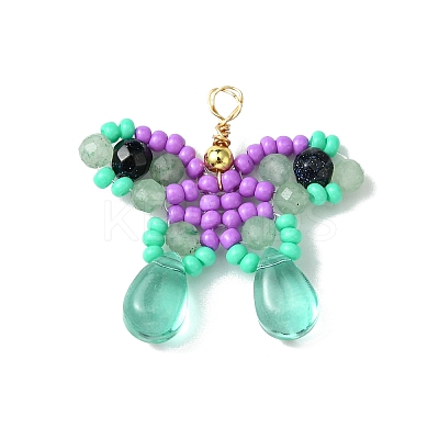 Beaded Butterfly Charms PALLOY-MZ00430-1