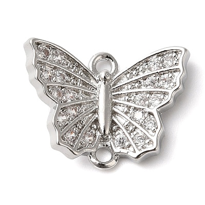 Brass Micro Pave Clear Cubic Zirconia Connector Charms KK-G503-35P-1