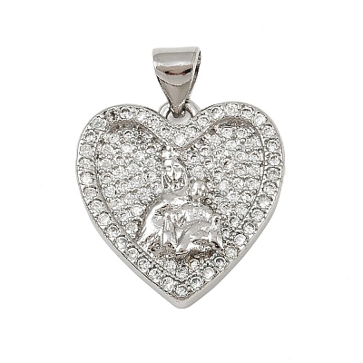 Brass Micro Pave Cubic Zirconia Pendants KK-P323-11B-P01-1