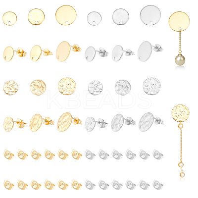 24Pcs 12 Style 304 & 201 Stainless Steel Stud Earring Findings STAS-CA0001-87-1