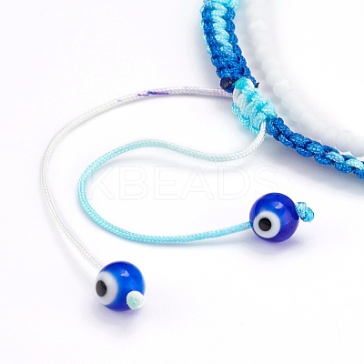 Adjustable Polyester Cord Braided Bead Bracelets & Stretch Bracelets Set BJEW-JB05980-1